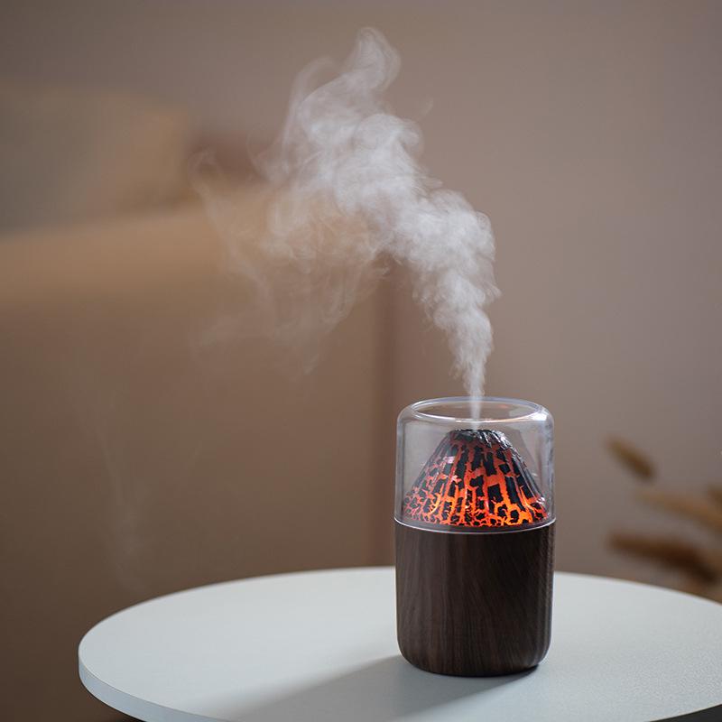Creative Volcano Humidifier: Seven-Color Aromatherapy Diffuser for Home & Bedroom, Perfect Desktop Gift with Ambient Light