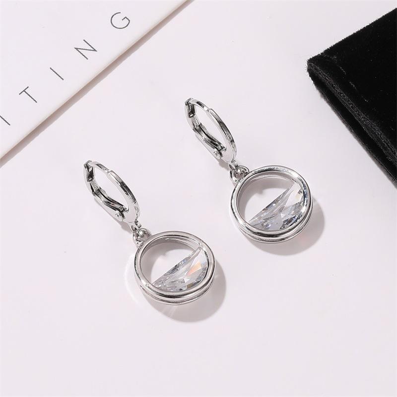 Korean Zircon Spring Necklace & Half-Circle Earrings Set – Douyin Style