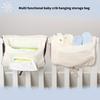 Multi Purpose Cotton Diaper Organsier Case Bag with Double Storage Compartments for Infant Toddler Bed Accessories