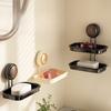 Suction Cup Soap Box, Wall-mounted Non-drilling Household Bathroom Draining Soap Box, Bathroom Shelf Storage Box