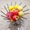 Yousheng Fruit Basket for Kitchen Counter Stainless Steel Fruit Bowl Folded Rotation Fruit Stand Holder Decorative Bread Vegetables Snacks Storage