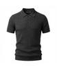 Pentaon Polo Collared Button Ribbed Short Sleeve Knit T-Shirt