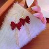 Red Flocking Bow Earrings Light Luxury Temperament White Niche Stud Earrings Earrings Women