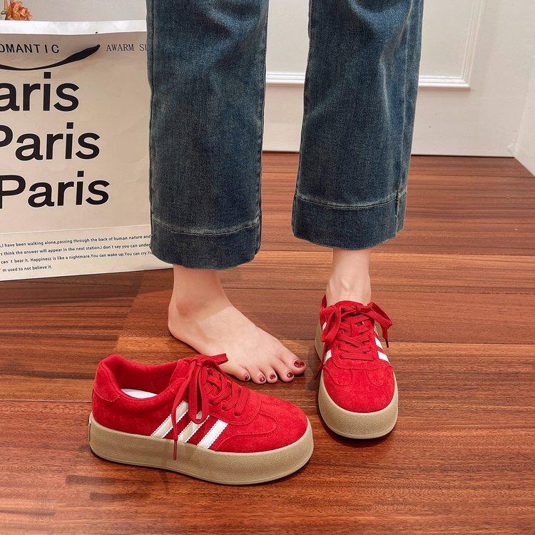 Leather popular breathable mesh yellow German training shoes women's 2025 new spring and summer versatile candy color board shoes Forrest Gump shoes