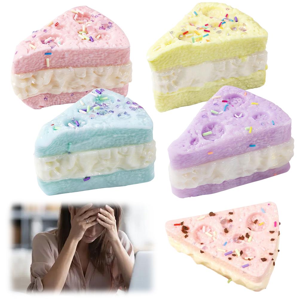 Squeeze Cake Toy Sensory Fidget Toys Squeeze Triangular Cake Pinch Toy Food Dessert Squishies Wonderful Gift for Kids & Adults
