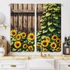 2pcs  HD summer sunflower wooden door decorative curtain Yellow decorative curtain Yellow digital printed curtain Home decorat