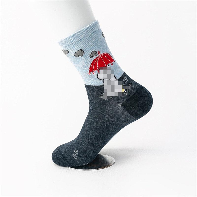 Nou trend șosete de damă din bumbac cu desene animate în dungi, șosete medii confortabile și respirabile pentru bărbați și femei