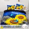 Comforter All-Season Breathable Polyester Sunflower And Butterfly With Zipper Closure Digital Print Floral Sky Pattern