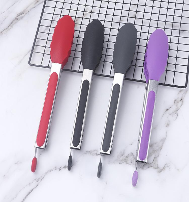 1pc Food Tongs, Stainless Steel Anti-slip B Aking Clip, For Cooking Salad Grilling And Frying