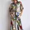Europe and the United States Cross-border 2025 Independent Station Fashion Personalized Linen Short-sleeved Color Matching Holiday Leisure
