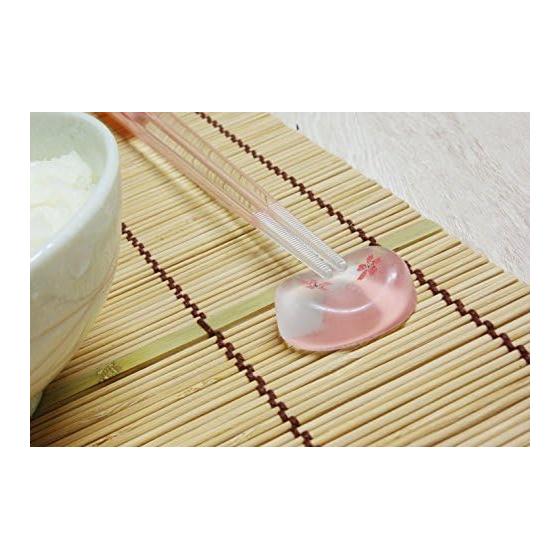 Aoba Clear Chopstick Rest, Cherry Blossom Scatter Pink - Transparent Acrylic, Japanese Sakura Design for a Bright and Refreshing Table Setting