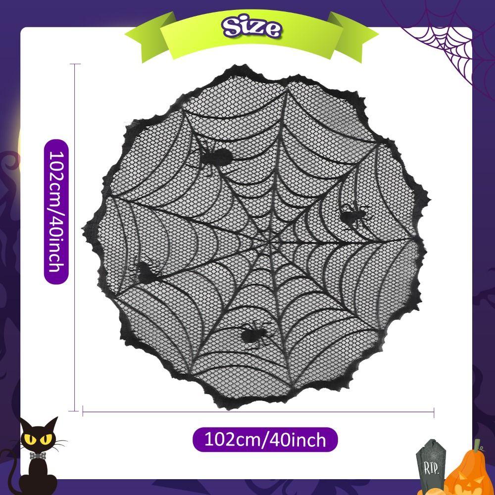 Round Spider Web Tablecloth Black Spiderweb Lace Tablecloth Table Runner   Halloween Decoration