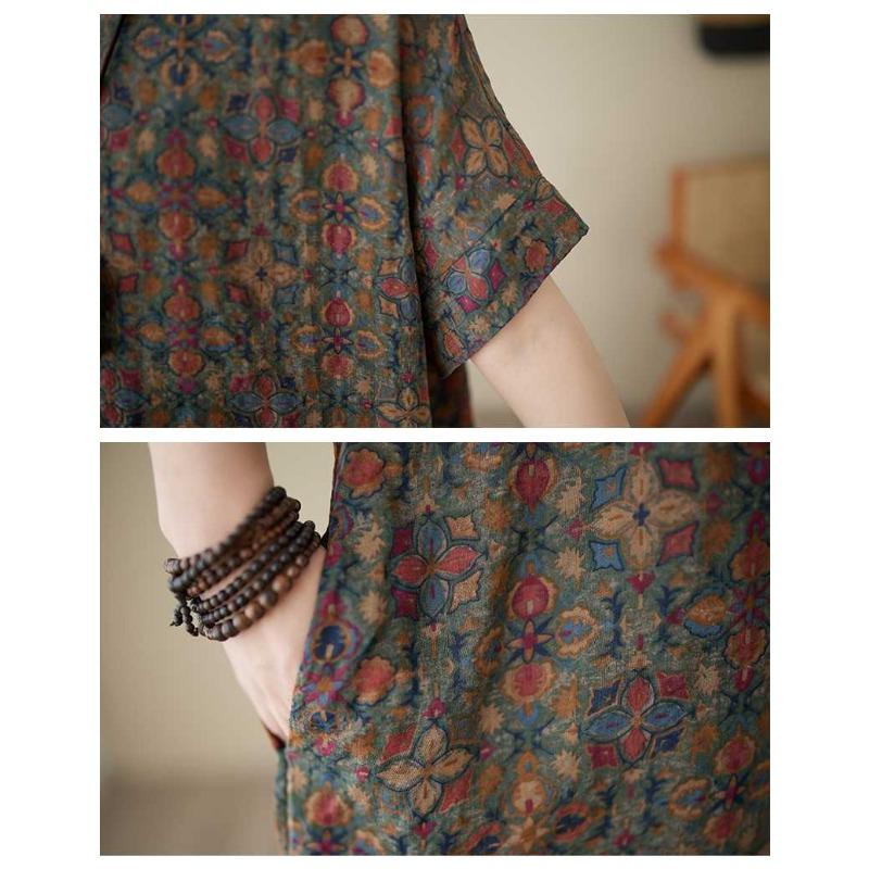 Vintage Flower Literary Knee-length Mid-length Dress Temperament Female