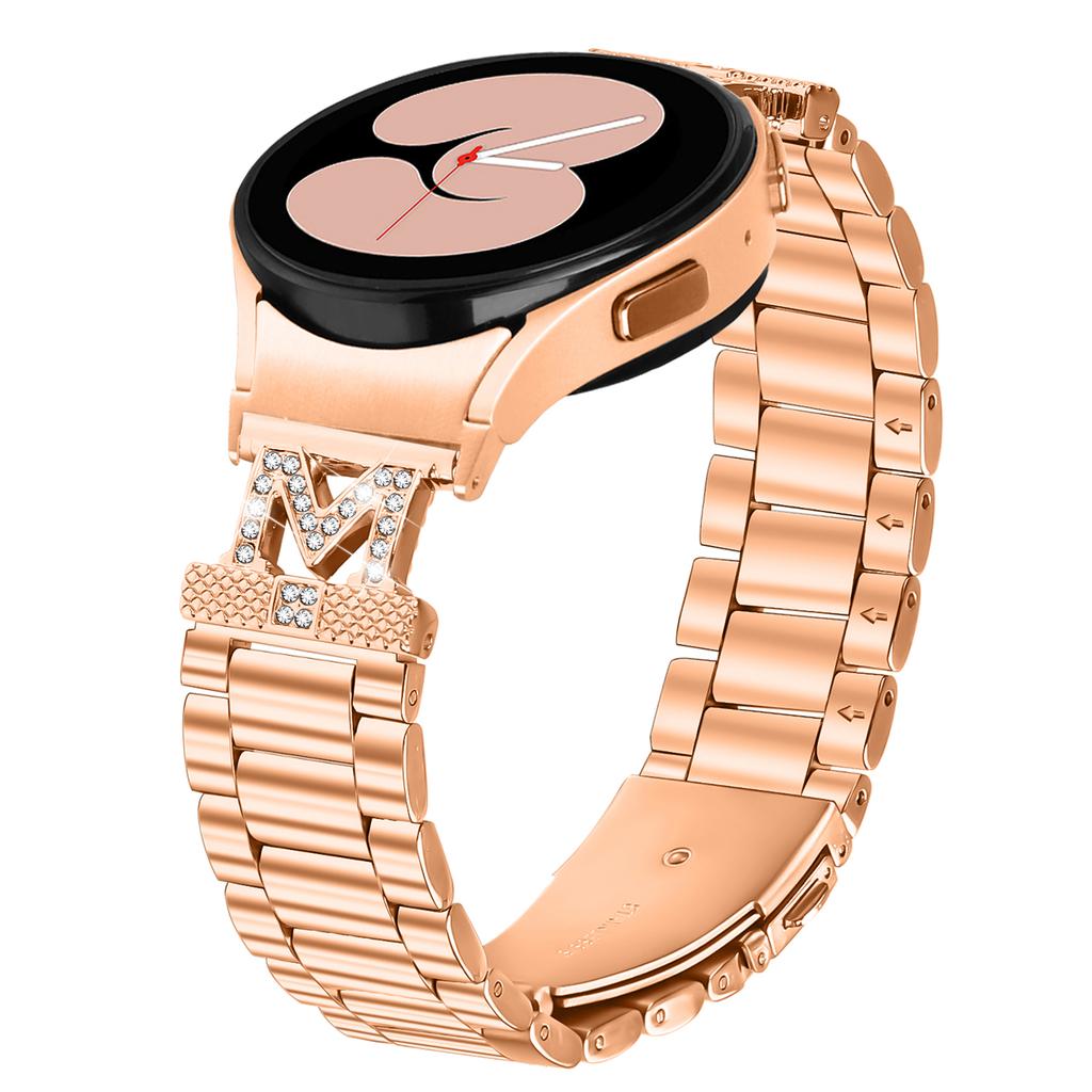 Watch Band with Quick Release Connector for Samsung Galaxy Watch 5/Watch 5 Pro/Watch4 , 3-Bead Stainless Steel Strap