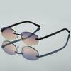 KAMMPT Vintage Rimless Sunglasses Men Multi-color Gradient Korean Style Trendy Fashion Sun Glasses