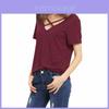Stylowy Bawełniany T-shirt Damski Plus Size z Dekoltem V, Krótkim Rękawem, Luźnym Krój