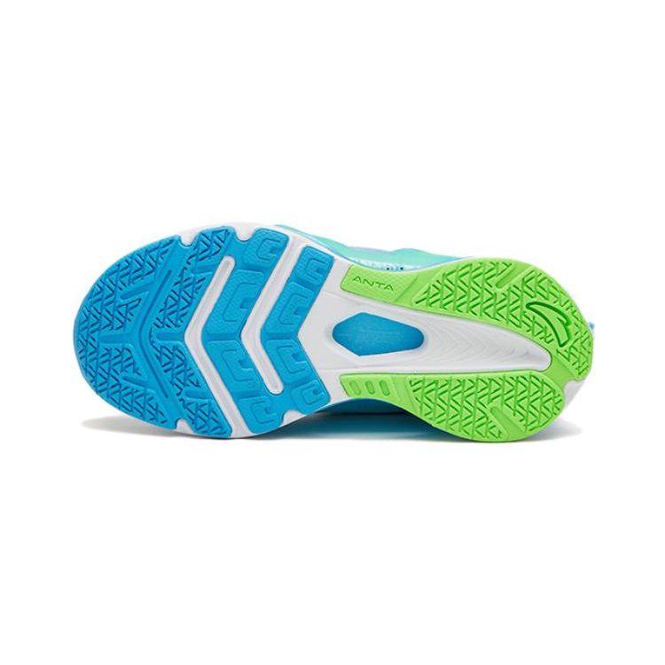 Anta Monthly Physical Test Non-Slip Wear-Resistant Low-Top Kids Running Shoes Kids sneaker White Blue Green 312329905H-2