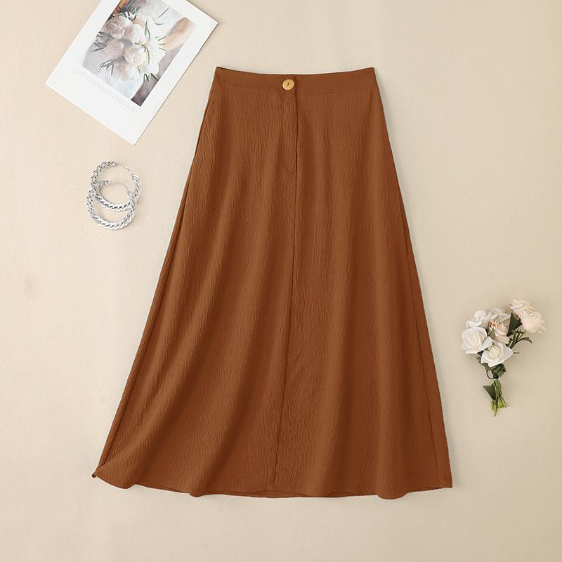 

ZANZEA Женские повседневные однотонные свободные длинные юбки 5XL оранжевый