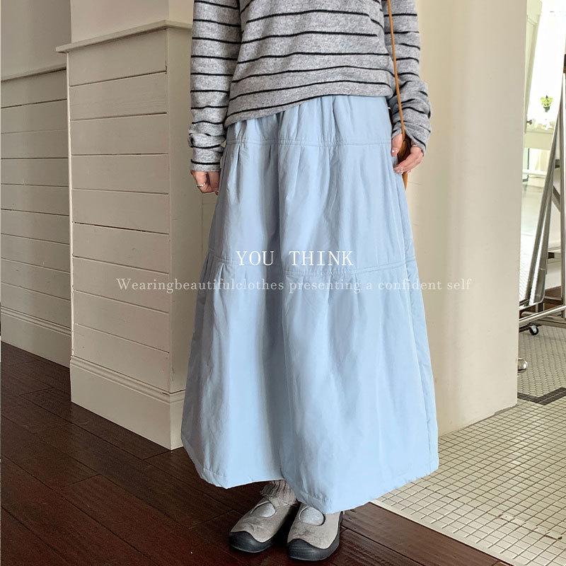 13th Row Winter Korean-Style Elastic Waist Versatile Mid-Length Women’s Skirt One Size синий