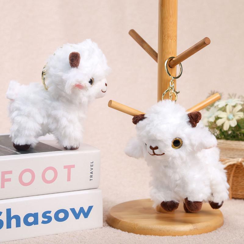 Soft Plush Sheep Keychain Lovely Appearance 3D Mini Animal Key Ring Holder Cute Bag Charm Car Pendant for Stocking Stuffers