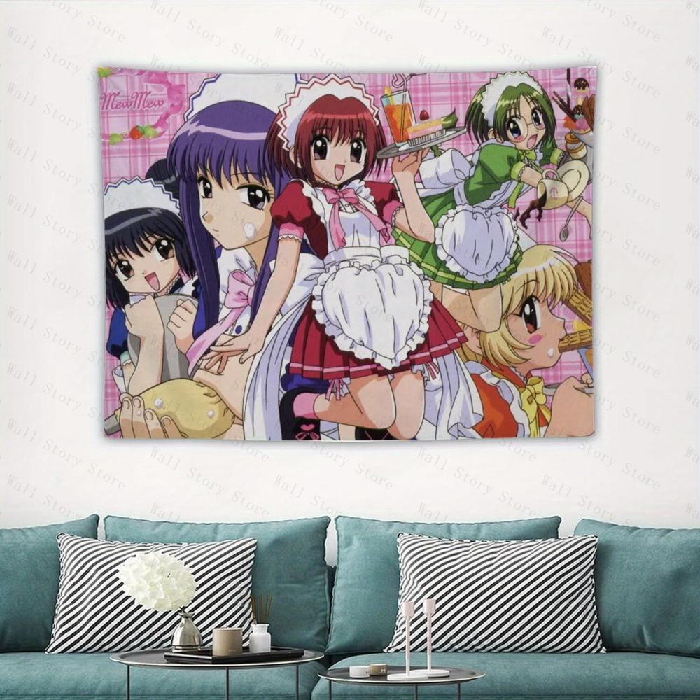 Anime Tokyo Mew Mew Cartoon Tapestry Room Decoration Banner Hanging Room Tapestry Decoration Party Tapestry Bedroom Tapestry