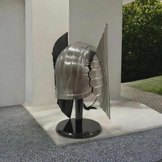 Norse Battle Helmet with Stand Medieval Viking Armor Steel Warrior Helmet for Reenactment Costume Gift