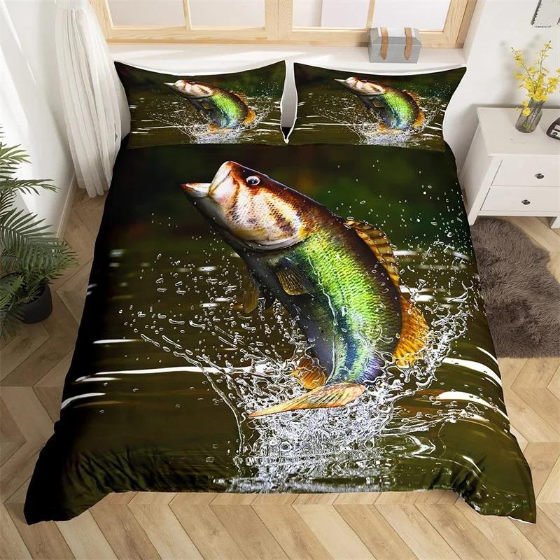 3D Print Marlin Swordfish Duvet Cover Kawaii Marine Life Bedding Set Ocean Theme Big Pike Fish Single Twin King Quilt Cover Set