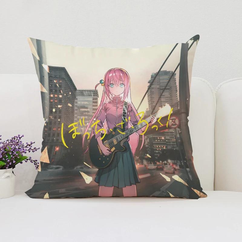 40x40cm B-Bocchi the Rock  Reversible Printed Pillow Covers Sofa Cushion Covers Chair Lumbar Cushion Bed Sleeping Pillow