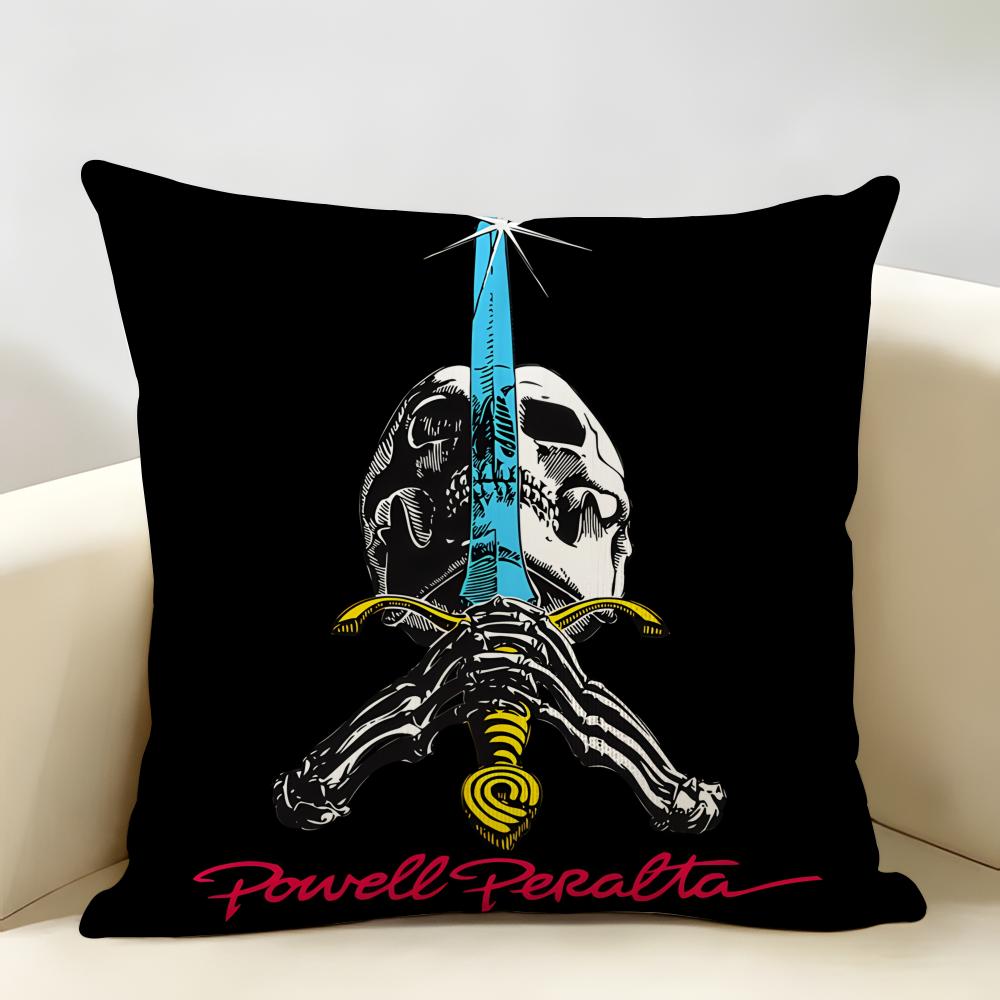 PPowell PPeralta Skateboard Cushion Cover Natural Linen Organic Fabric DoubleSided Printing Room Sofa Decor Pillow Case