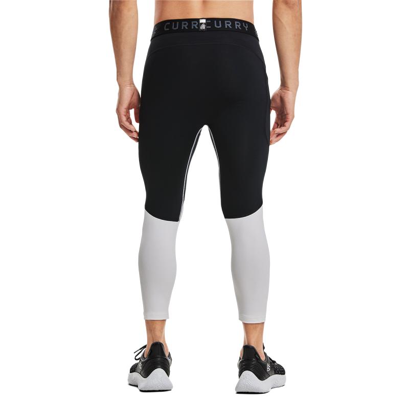 Under Armour Curry Color Block Compression Three-Quarter Sports Pants Men Bottoms Black 1379828-001