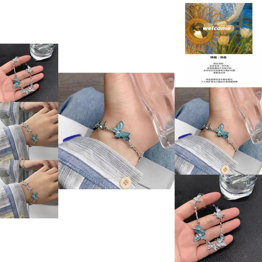 Modern Blue Butterfly Bracelet For Women Simple And Elegant Geometric Style