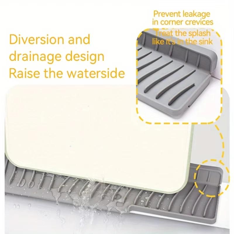 Foldable Silicone Sink Splash Guard Narrow Edge Drain Pad for Kitchen Sinks Bathroom Sink Protector Silicone Sink Splash Guard