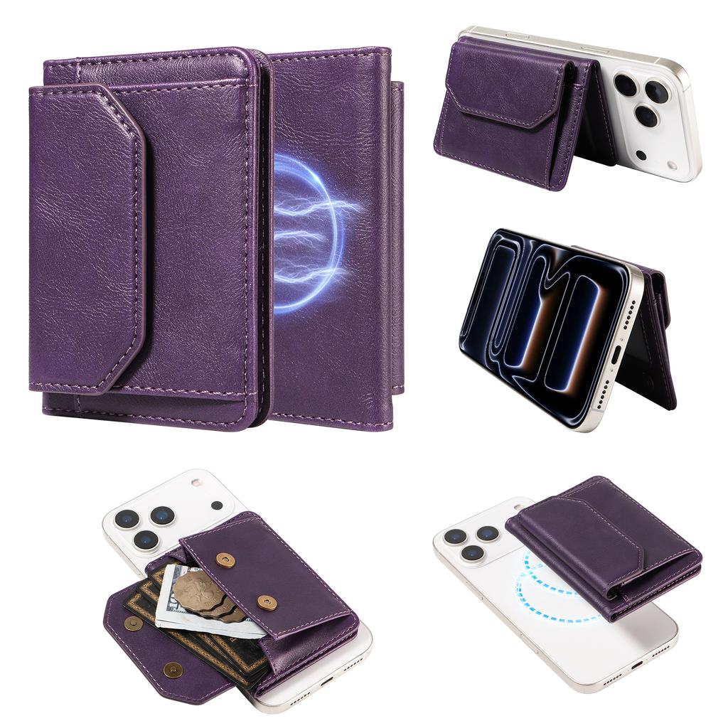 Magnetic Detachable Phone Card Holder 4 Card Slots Anti Theft RFID Blocking Wallet Phone Stand Function