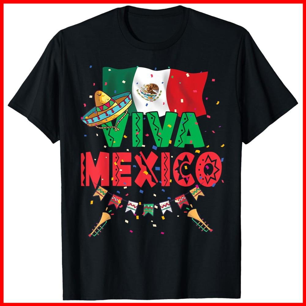 Viva Mexico Mexican Independence Day Independencia De Mexico Black T-Shirt Unisex T-Shirt XXXXL 1990₽