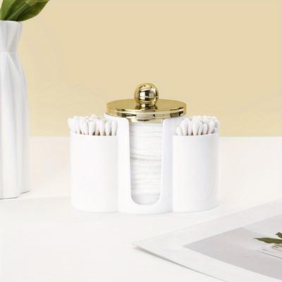 Qtip Holder with Lid Compartments Storage Box Cotton Swab and Cotton Balls Organizer - Transparent Bathroom Storage Container