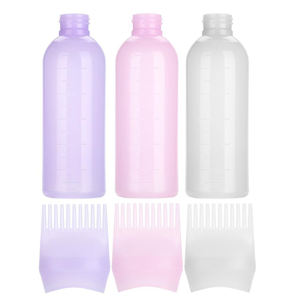 3 Farben Haarfärbeflasche Pinsel Shampoo Öl Kamm Applikator Werkzeug XYZ
