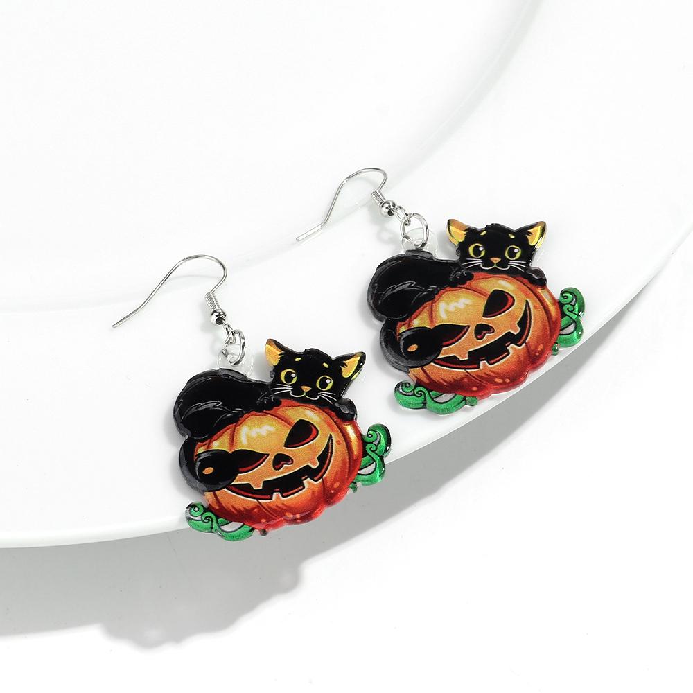 Halloween Cute Ghost Acrylic Earrrings for Women 2025 Gothic Cartoon Spooky Cat Pumpkin Witch Drop Earring Party Jewelry Gifts