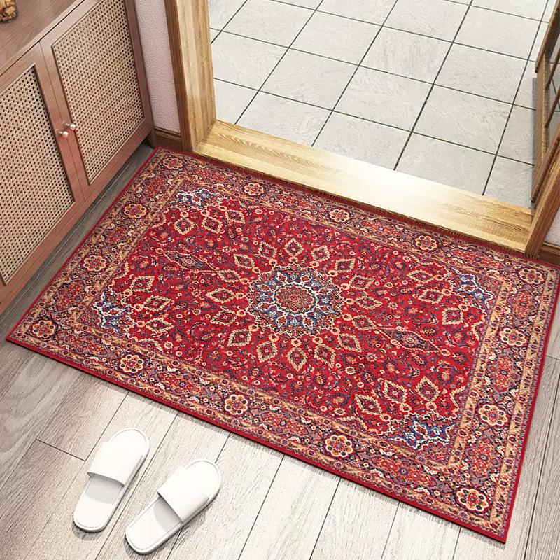 Retro Persian Style Dustproof and Water-Absorbent Door Mat for Entrance, Living Room, and Bathroom