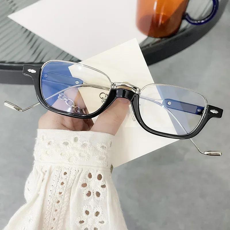 Small Rectangle Shades For Women Sunglasses  Retro Steampunk Half Frake Sunglasses Female Men Black Tea Glasses UV400