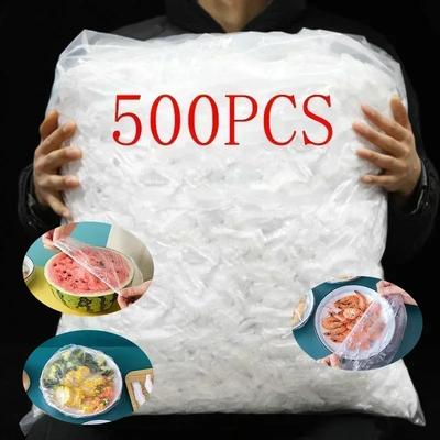 50/100/200/300/500PCS Food Fresh Keeping Film Food Cover Fruit Vegetable Storage Bag Stretch Wrap Bowl Dish Cover Storage Bag