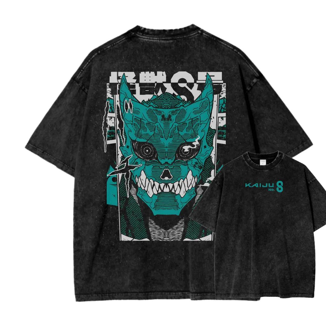 

Anime Kaiju No Graphic T Shirt Men Women Washed Cotton Tshirts Vintage Oversized Clothing Harajuku Male Short Sleeve Tshirt S