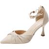 Temperament French niche 3cm low heel stiletto bridesmaid high heels female pearl fairy style with skirt small heel versatile
