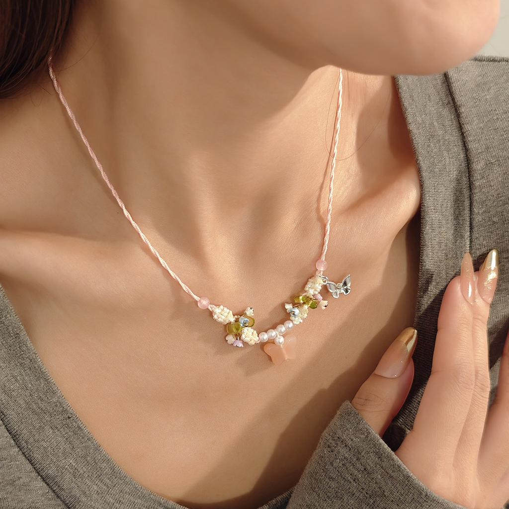 Mori Dream Butterfly Flower Collarbone Chain, Ancient Super Fairy Design Feeling Fresh And Sweet Necklace