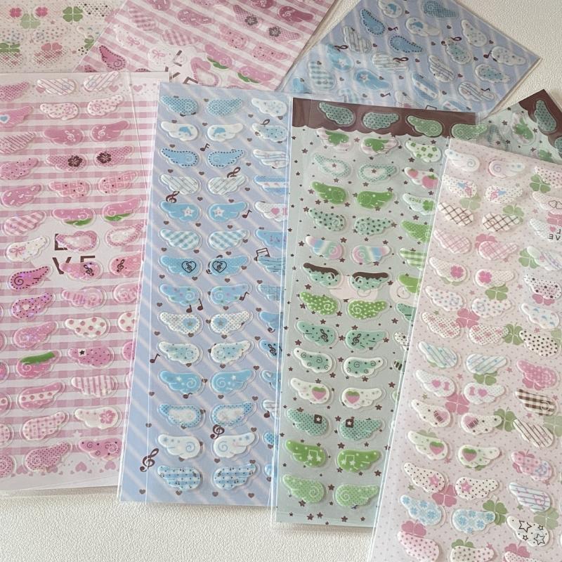 1/4Pcs Wings Love Strawberry Clover Star Sparkling Flash Film Stickers Phone Camera Vintage Scrapbooking Decoration Sticker