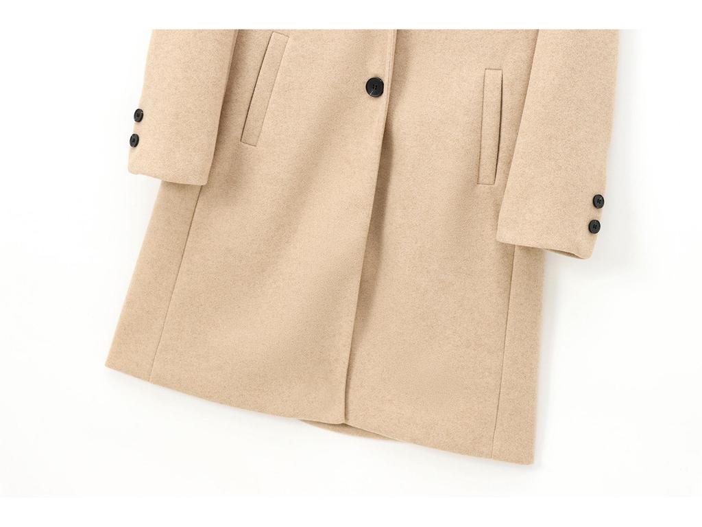 2024 Women's Off-White Long Sleeve Soft Lapel Coat - European & American Autumn Style