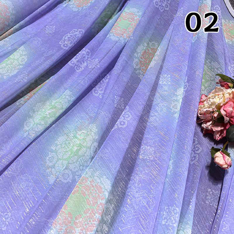 

100x150cm Ancient Style Flower Print Chiffon Fabric DIY Hanfu Dress Stage Dance Decor Clothing Sewing Tulle Designer Fabric 100X150cm