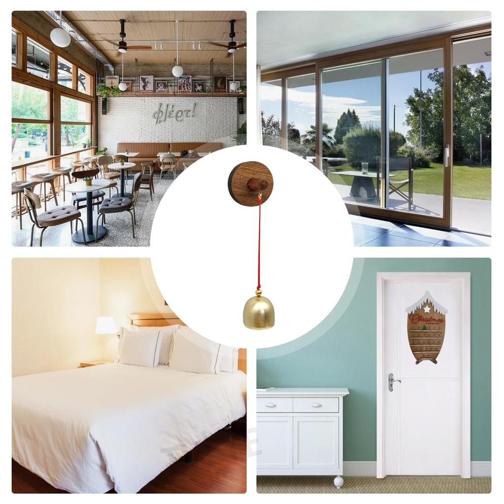 TVETE Entrance Door Wooden Door Shop Wooden Doorbell Wind Store Door Entry Alloy Round Door Door Opener Refrigerator Door Cafe Burglar Adhesive