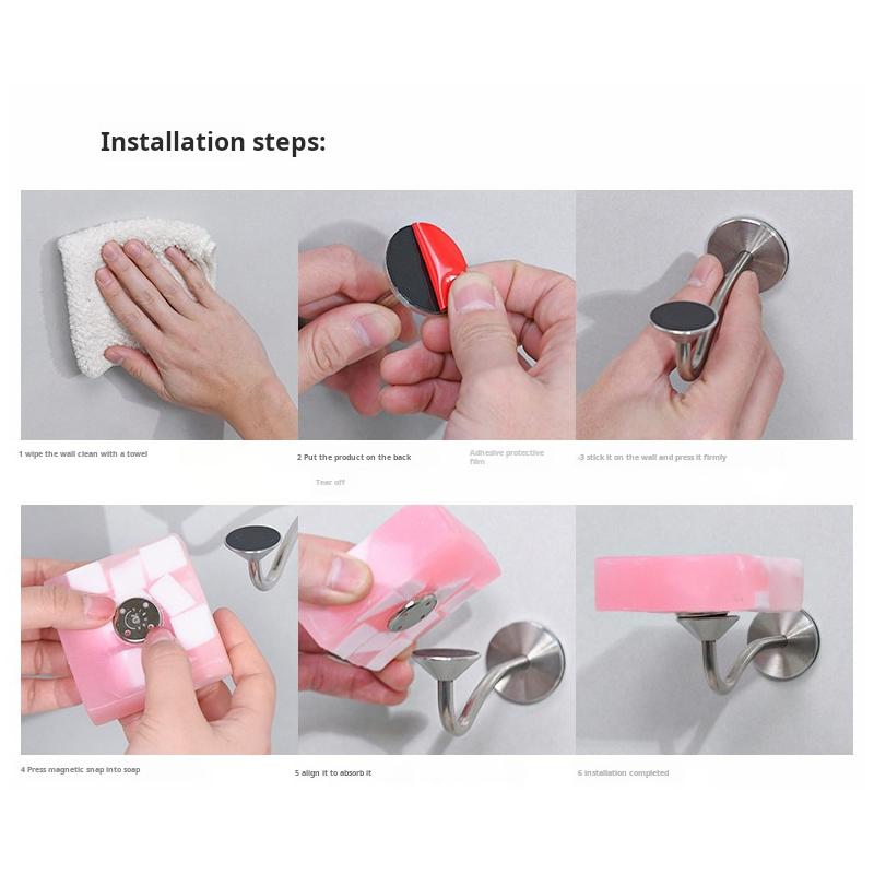 Selbstklebende magnetische Seifenhalterung ohne Bohrlöcher, rostfreier Stahl, korrosionsbeständige Seifenablagen