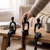3Pcs Long Leg Abstract Sitting Human Sculpture Set Hollow Reading Thinking Figurine  Office Desk