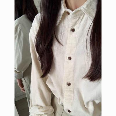 Women's Retro Corduroy Long-Sleeve Shirt - Loose Fit, Casual Layering Top